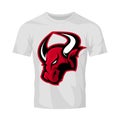 Red furious bull sport vector logo concept isolated on white t-shirt mockup