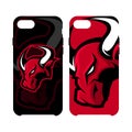 Red furious bull sport vector logo concept smart phone case isolated on white background. Royalty Free Stock Photo