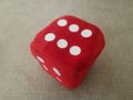 Red furry dice for children playing Royalty Free Stock Photo