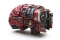 Red futuristic AI powered brain shaped robot design mechanical details symbolizing advanced robotics cybernetics artificial