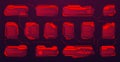 Red futuristic HUD or UI elements. Sci-fi user interface text boxes, callouts. Warning message frames, information boxes Royalty Free Stock Photo