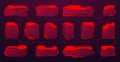 Red futuristic HUD or UI elements. Sci-fi user interface text boxes, callouts. Warning message frames, information boxes Royalty Free Stock Photo