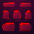 Red futuristic HUD or UI elements. Sci-fi user interface text boxes, callouts. Warning message frames, information boxes Royalty Free Stock Photo