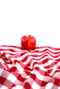 Red Gala Apple on Checkered Tablecloth Royalty Free Stock Photo