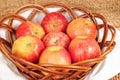 Red Gala apples in a wicker plate Royalty Free Stock Photo