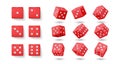 Red gambling dices realistic vector illustration set Royalty Free Stock Photo