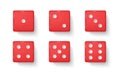 Red gambling dices realistic vector illustration set Royalty Free Stock Photo
