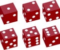 red Game dice. Set of game dice, isolated on white background. Dice in a flat and linear design from one to six. Vector Royalty Free Stock Photo