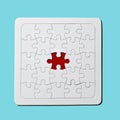 Red gap in a blank jigsaw puzzle Royalty Free Stock Photo