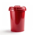 red garbage can insulated on white background