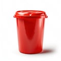 red garbage can insulated on white background