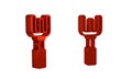 Red Garden rake icon isolated on transparent background. Tool for horticulture, agriculture, farming. Ground cultivator Royalty Free Stock Photo