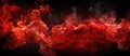Red gas clouds fill the dark sky, creating a surreal landscape Royalty Free Stock Photo