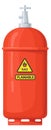 Red gas cylinder. Metal dangerous fuel cartoon container