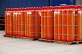 Red gas cylinders