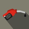 Red gas station gun flat icon