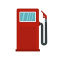 Red gasoline pump icon, flat style Royalty Free Stock Photo