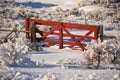Red Gate In Snowy Country Scene