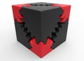 Red gear puzzle cube