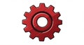 Red gear-shaped object with a flat, stylized appearance. The gear has eight rounded Royalty Free Stock Photo
