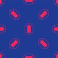 Red Gem stone icon isolated seamless pattern on blue background. Jewelry symbol. Diamond. Vector Royalty Free Stock Photo