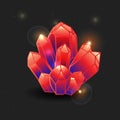 Red gemstone, cartoon crystal. gems and mineral crystal. Vector illustration. Collection of decoration icons for games