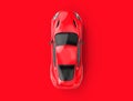 Red generic brandless car on a red background