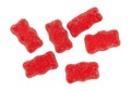 Red generic sugar coated gummy bears on a white background Royalty Free Stock Photo