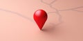 Red geolocation marker on the map in 3D style. Navigation system. Pin Royalty Free Stock Photo