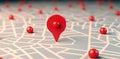 Red geolocation marker on the map in 3D style. Navigation system. Pin Royalty Free Stock Photo