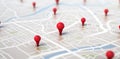 Red geolocation marker on the map in 3D style. Navigation system. Pin Royalty Free Stock Photo