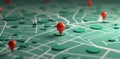 Red geolocation marker on the map in 3D style. Navigation system. Pin Royalty Free Stock Photo
