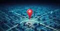Red geolocation marker on the map in 3D style. Navigation system. Pin Royalty Free Stock Photo