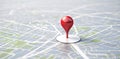 Red geolocation marker on the map in 3D style. Navigation system. Pin Royalty Free Stock Photo