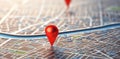 Red geolocation marker on the map in 3D style. Navigation system. Pin Royalty Free Stock Photo