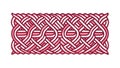 Red Geometric Celtic Weave Pattern Strip, vector design Generative AI Royalty Free Stock Photo