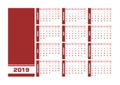 Red 2019 German calendar Royalty Free Stock Photo