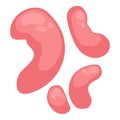 Red germs bacteria icon, cartoon style