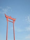 Red giant swing central of Bangkok, Thailand. The public beautiful landmark of Bangkok Royalty Free Stock Photo