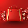 Red gift bag on christmas background for celebration concept design Royalty Free Stock Photo