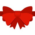 Red gift bow icon with ribbons for decorating gifts, surprises for holidays. Packing presents icon. Vector Royalty Free Stock Photo