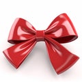 Red gift bow. Ribbon. Isolated on white. Clipping Path. Generative AI Royalty Free Stock Photo