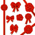 Red gift bow set Royalty Free Stock Photo