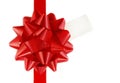 Red Gift Bow and Tag on White Box Royalty Free Stock Photo