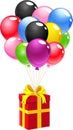 Red Gift Box With Balloons Cartoon