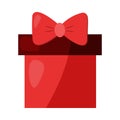 Red gift box with big red ribbon bow, vector Royalty Free Stock Photo