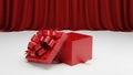 Red gift box with bow on stage Royalty Free Stock Photo