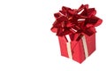 Red gift box with bow on white background Royalty Free Stock Photo