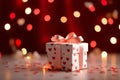 red gift box with candle christmas gift box red gift box Royalty Free Stock Photo