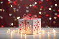 red gift box with candle red gift box christmas gift box Royalty Free Stock Photo